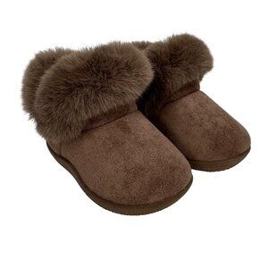 Hao Duo Lai Warm Brown Faux Sued Boots Faux‎ Fur Lined Baby Size 2